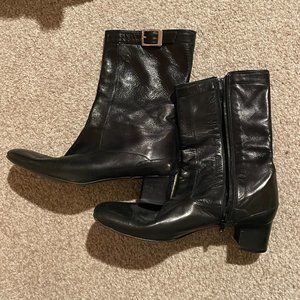 Cole Haan Black Slouchy Boots with top buckle - size 7B